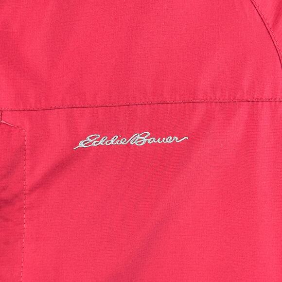 Eddie Bauer Red Packable Hooded Full Zip Waterproof Outdoors Jacket Size Large - Picture 2 of 14